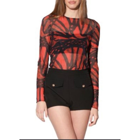 Walter Baker Barra Printed Long Sleeve Chiffon Top Sz XS NWT - Picture 1 of 10